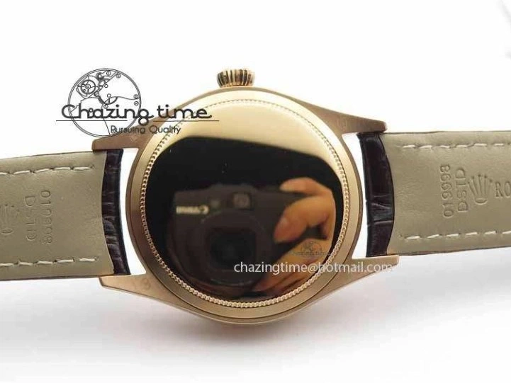 Brown On VF Date Best Cellini Dial A3165 White Strap RG Stick Markers Leather Edition 0104